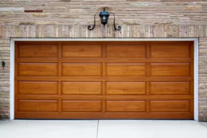 Double-width hardwood garage door