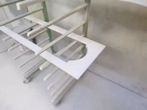 Cupboard door being sprayed