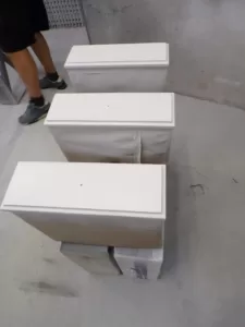 Drawers being sprayed