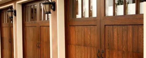 Three hardwood garage entrances